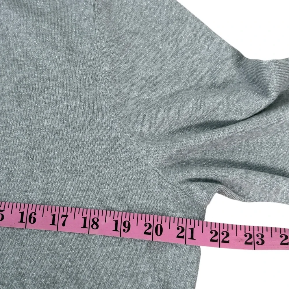 Talbots Womens XL Gray Metallic Shimmer Turtleneck Sweater Button Cuff JO5161‎